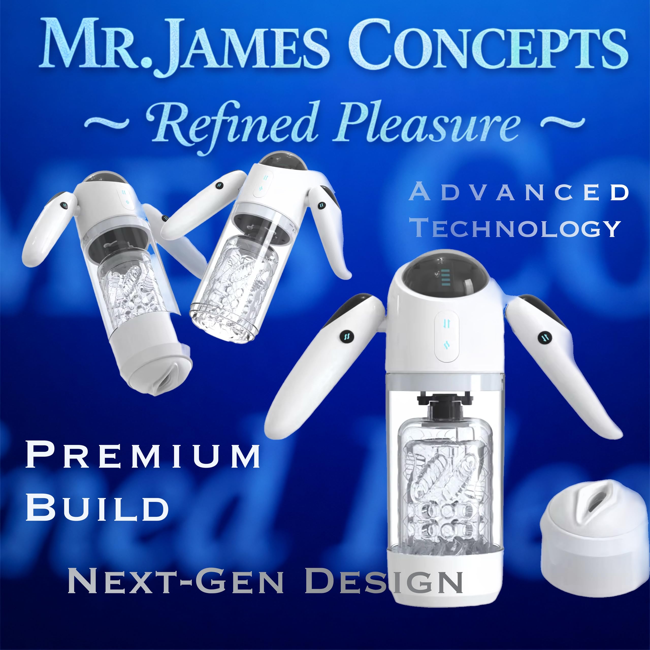 Mr. James Concepts – Thrust & Rotate – Next – Gen automatico Masturbatore maschile – Dual Entrance – ricaricabile USB – Ce – 7 LED modalità