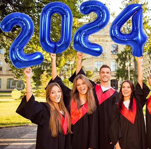 Miniatura 6 de Puideon Globos azules 2024 2024, globos grandes de aluminio de 40 pulgadas, globos de Mylar de Año Nuevo 2024, globos de graduación 2024, globos