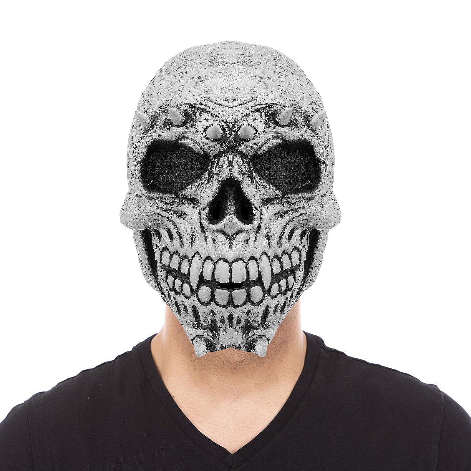 Bulex Scary Skull Mask Horror Skeleton Mask Latex Full Head Halloween Mask Costume Cosplay Prop, Grey