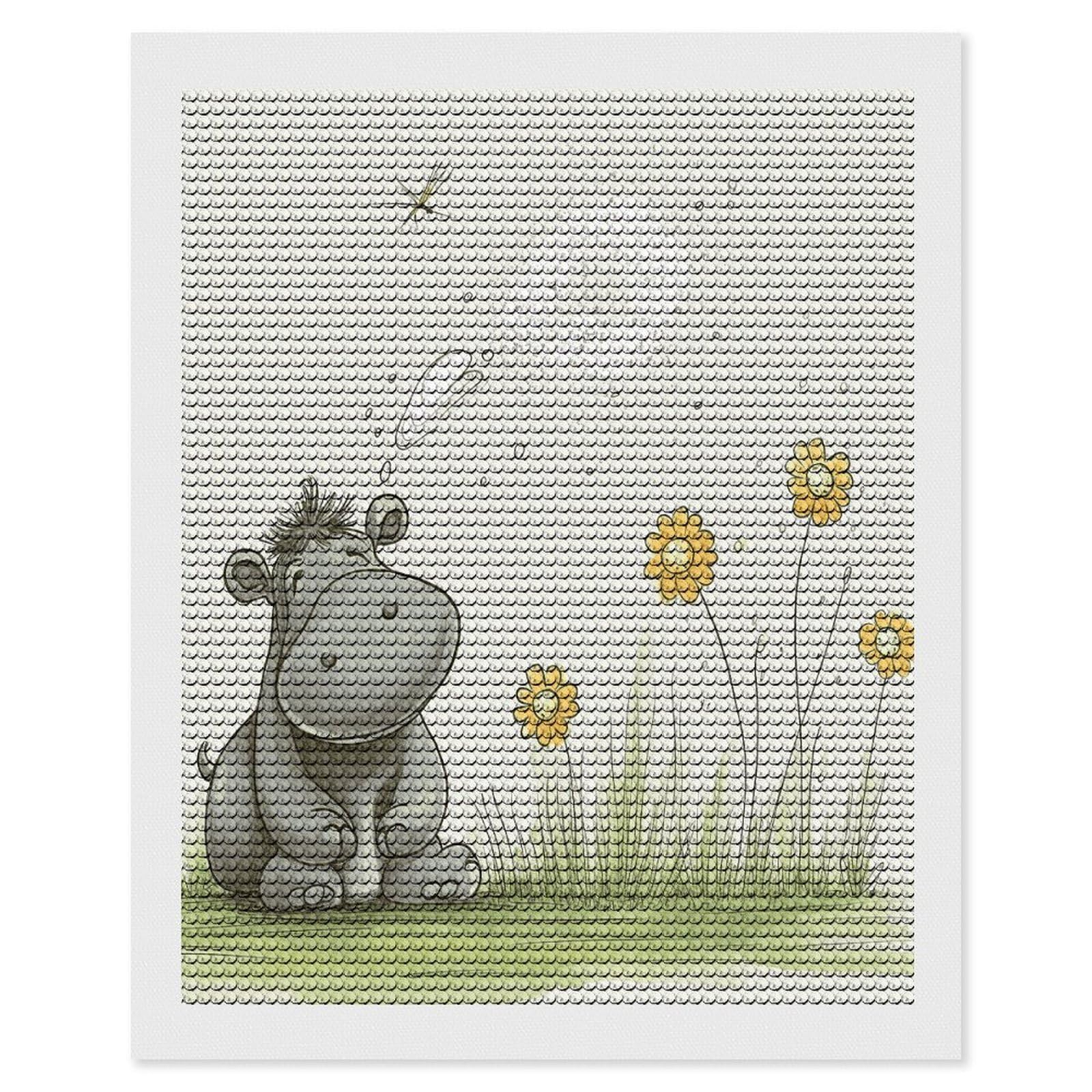 JTREHY Hippo and Dandelion Diamond Art Kits Personalized DIY Round Diamond Painting Kits for Beginner Full Drill Diamonds Dots Paintings for Adults Gem Art Crafts Home Decor