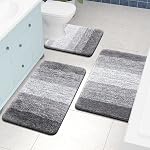 OLANLY Mat de bain en microfibre de luxe, Mat de salle de bains extra douce et absorbante, Rug salle de bain Shaggy en peluche non glissante, lave-linge à la machine, rugs de bain pour le plancher de salle, baignoire et douche, 16x24, gris