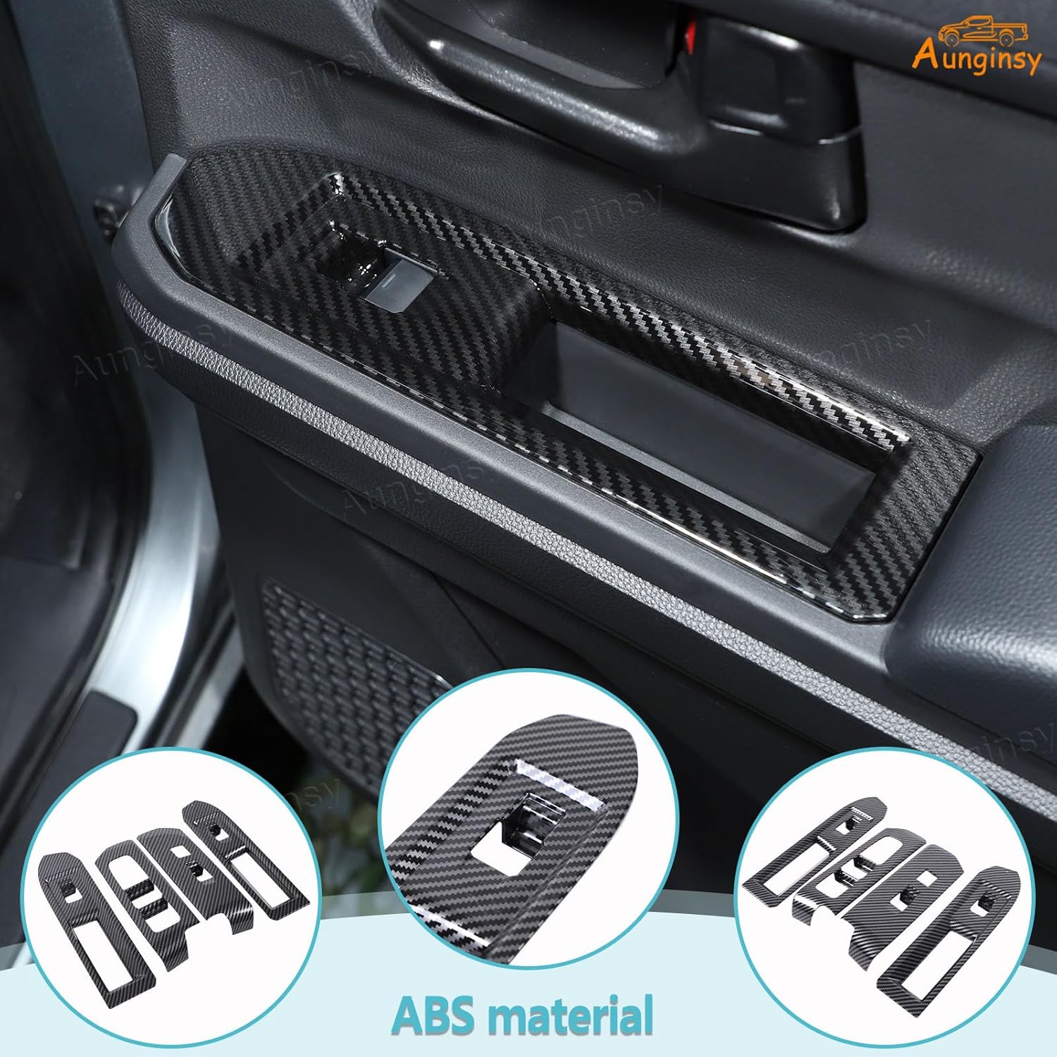 Aunginsy Door Window Glass Lift Button Panel Trim Cover Compatible with Toyota Tacoma 2024 2025 2026, Front & Rear Door Armrest Window Control Switch Decorative Frame Sticker ABS Interior Accessories