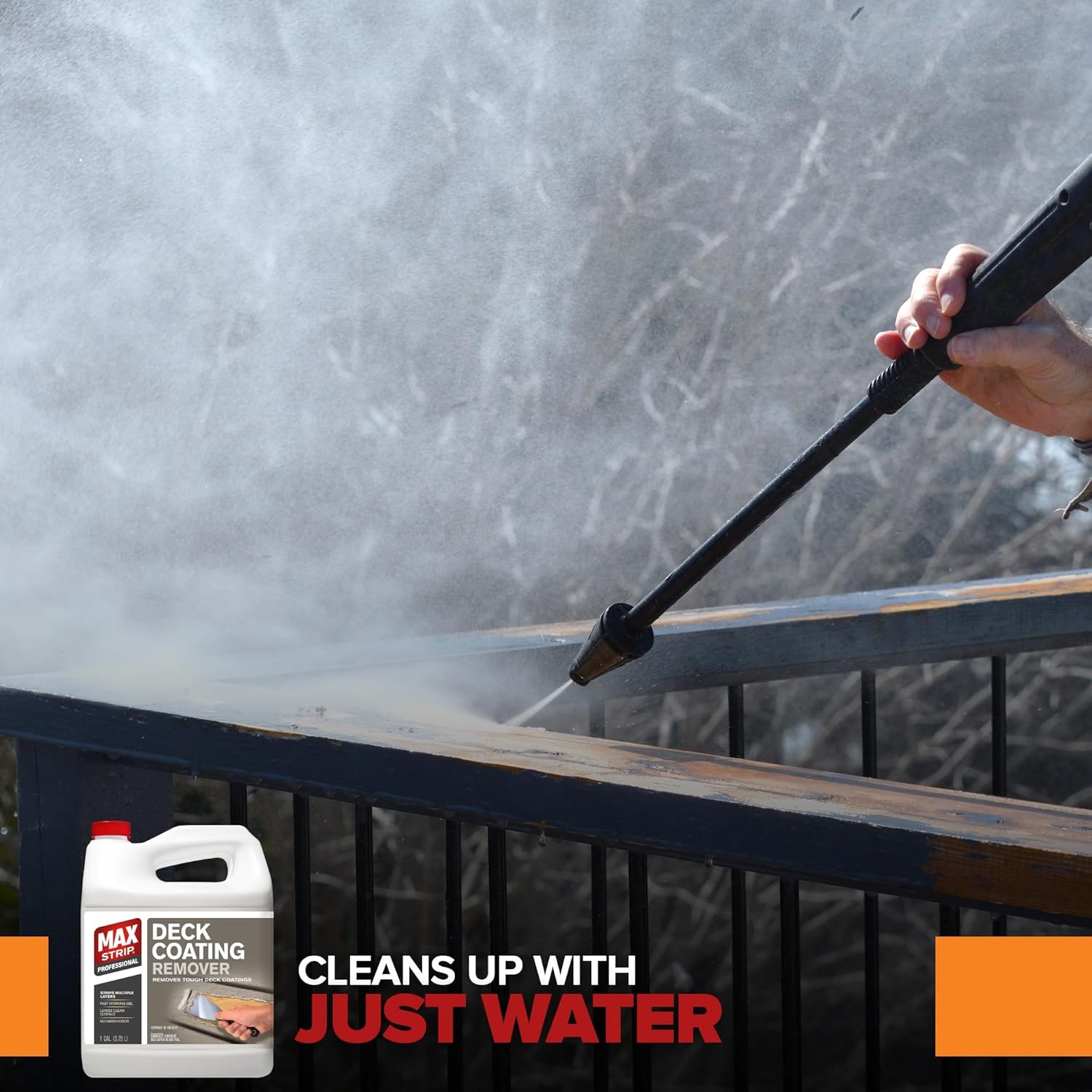 Max Strip Deck Coating Remover - 1 Gallon - Professional Fast Working Gel Strips Multiple Layers - Removes Tough Deck Coatings - No Harsh Odor Leaves Surface Clean