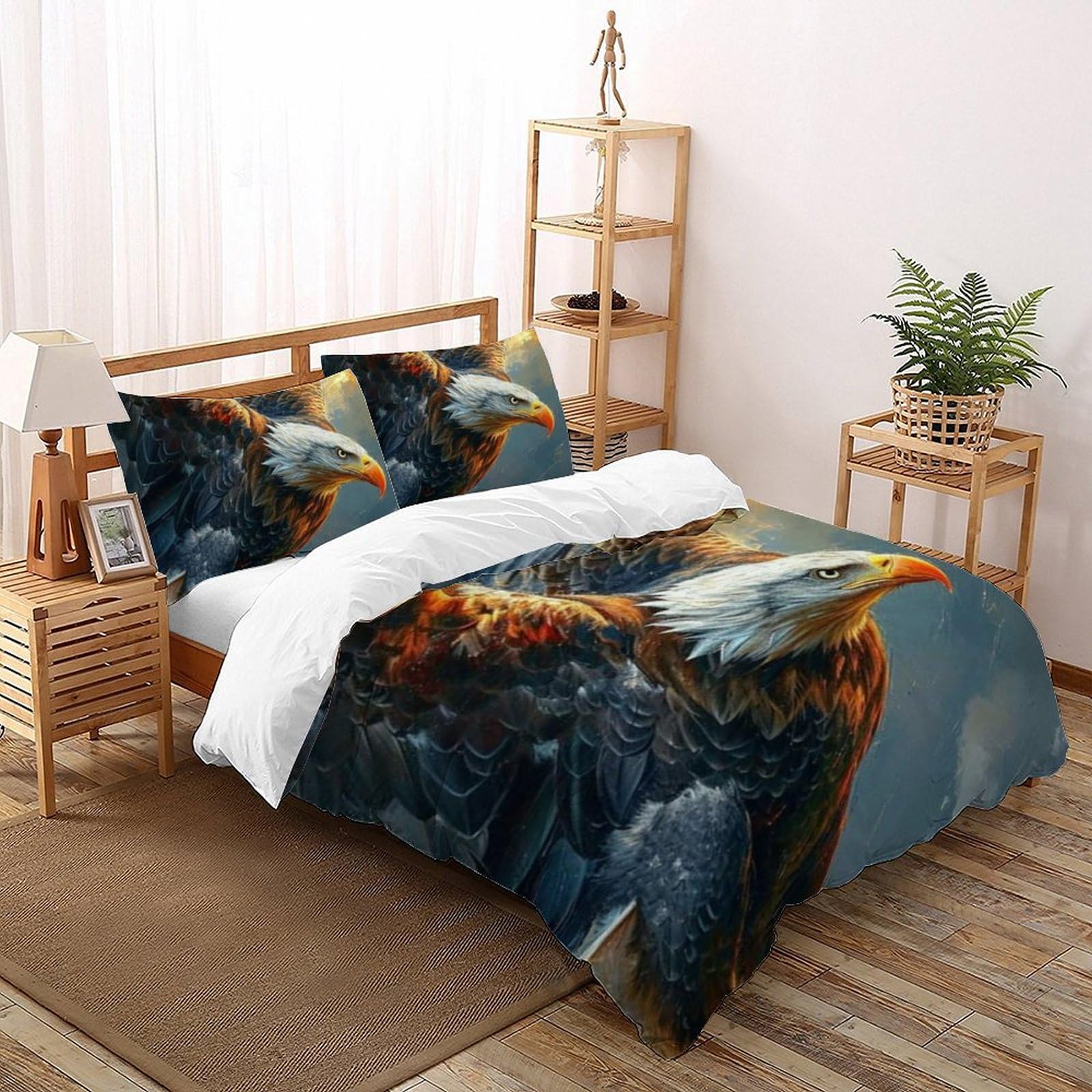Housse de couette double microfibre literie lit enfant 200x200cm imprimé animaux 3D