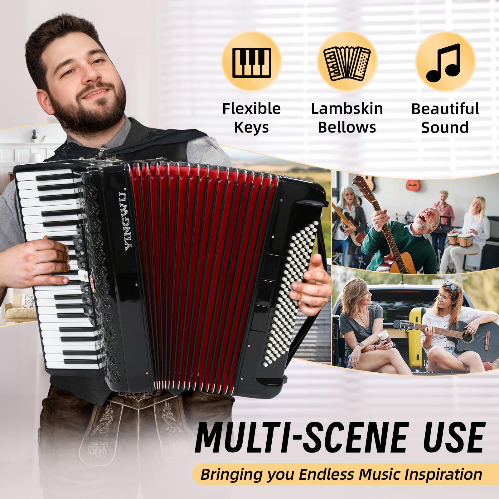 Amazon.com: Accordion, 41 Keys 120 Bass Professional Accordion