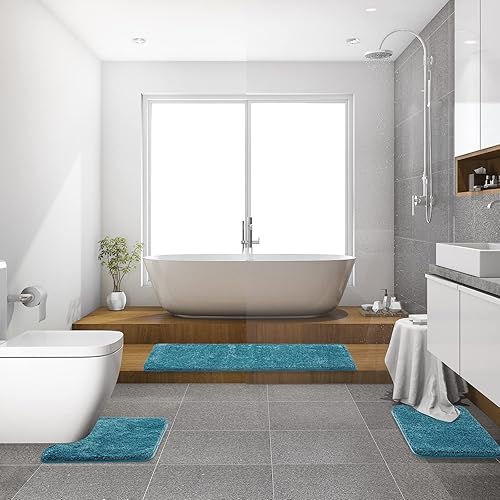 Miniatura 6 de MIULEE Tapetes de baño absorbentes, suaves y grandes, antideslizantes y de secado rápido para baño, bañera, duchas, lavable a máquina (24 x 36