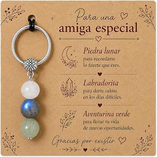 Regalo Mujer Llavero Con Piedras Naturales. Regalo Amiga Cumpleaños | Llaveros originales con tarjeta de mensaje. Ideal co...