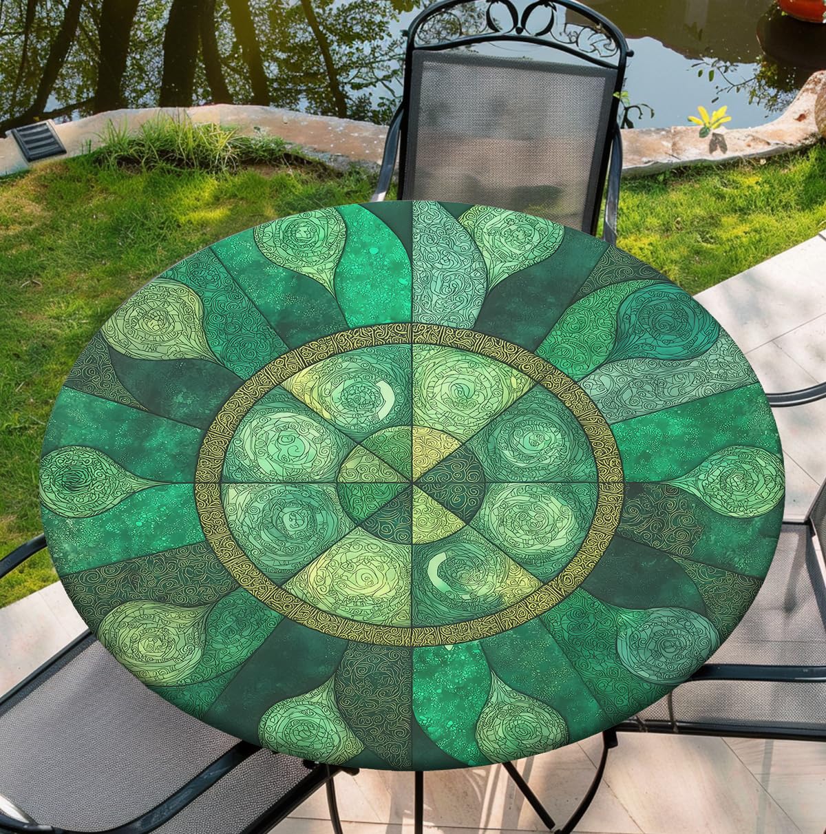 Yesad Round Table Cover Spring Washable Seasonal Table Cloth for Party Picnic Dinner Decor for 42"-46" Round Table, 52 Inch