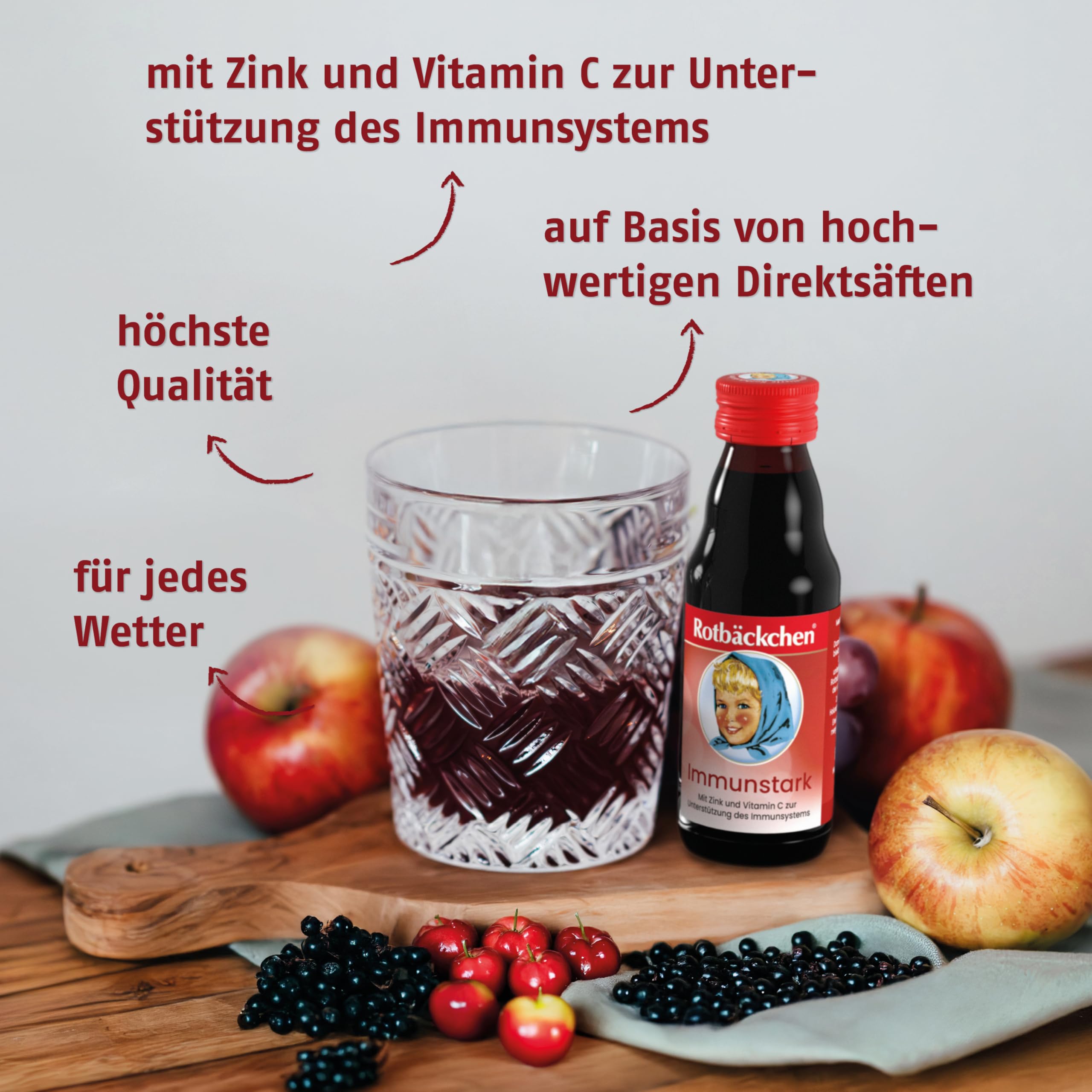 ROTBÄCKCHEN Immunstark MINI 24er Pack (24 x 125 ml) - Mehrfruchtsaft mit Zink und Vitamin C | Mehrfruchtsaft mit Zink und Vitamin C