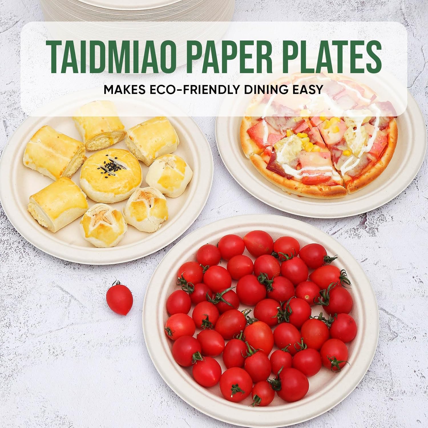 9 Inch Compostable Paper Plates (100 Pack) - Eco-Friendly Disposable Dinnerware for Parties, Microwavable & Water/Oil Resistant - 100% Biodegradable Heavy Duty Brown Plates for Events, Picnics - Image 7
