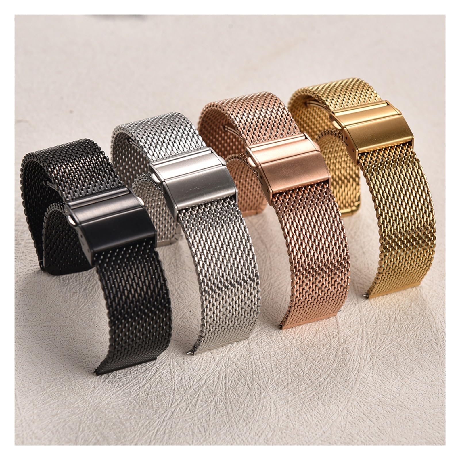 XILILHC Braccialetti Con Fibbia Pieghevole In Metallo Cinturino In Acciaio Inossidabile In Maglia Milanese A Sgancio Rapido 18mm 20mm 22mm