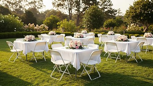 Miniatura 4 de BTEXPERT Juego de mesa plegable de 5 piezas portátil y silla, mesa plegable cuadrada de 34 pulgadas, 4 sillas para adultos para juegos de mesa,