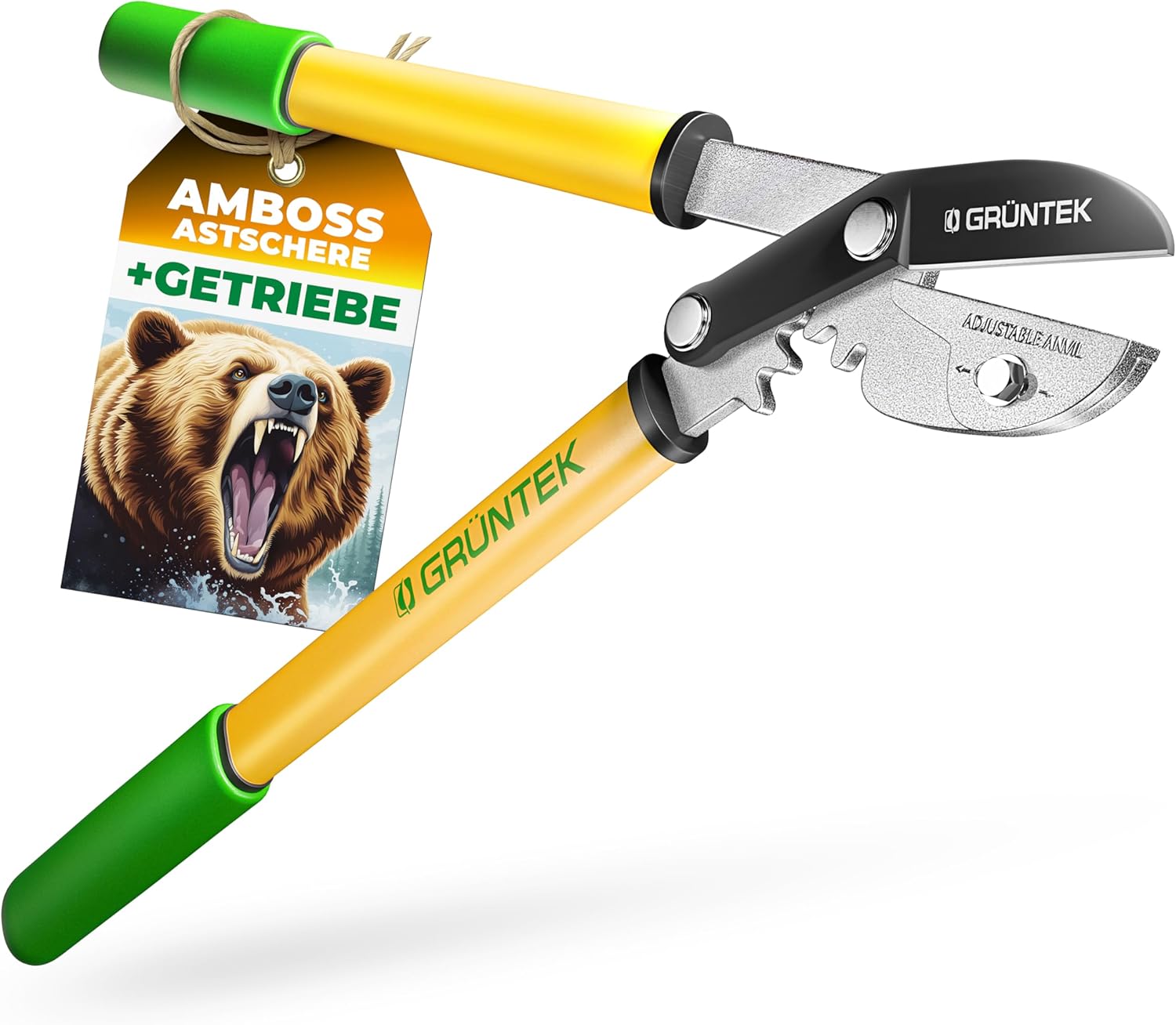 GRÜNTEK Anvil Pruning Loppers 470 mm, SHARP lopping shear GRIZZLY 470 mm, with Gear Drive cutting system. TWO in ONE Secateur and loppers !!