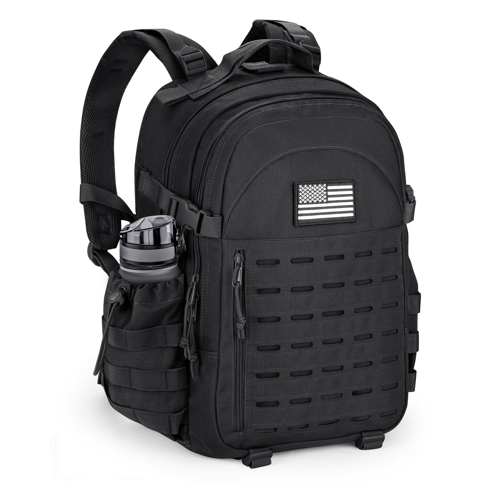 CVLIFE Tactical Backpack Military Molle Backpack for Men Women, Army Daypack with Laptop Compartment, 40L Assault Pack Rucksack Bug Out Bag for Outdoors Hiking Travel Camping, Black