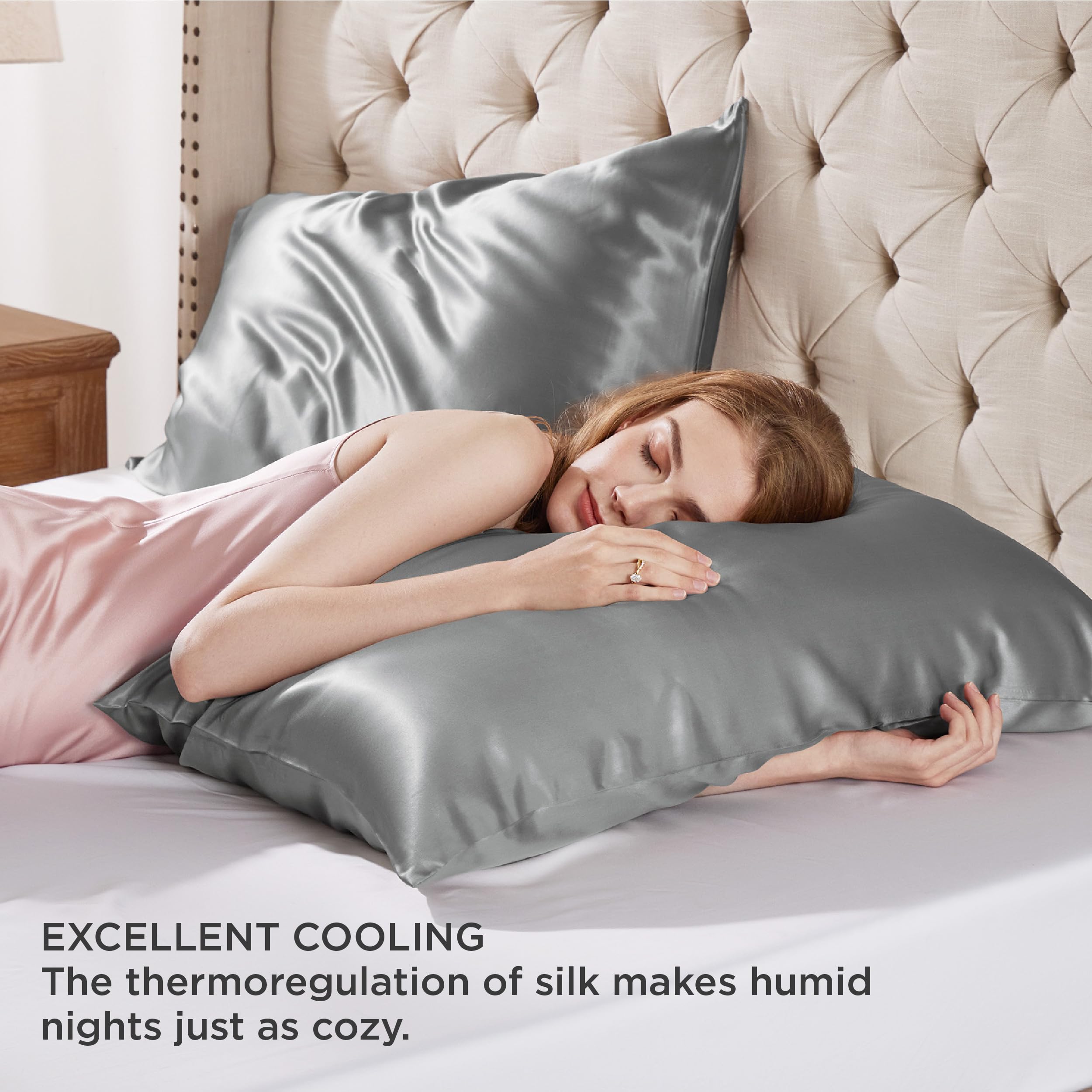 Amazon｜Bedsure 100%マルベリーシルク枕カバー 髪と肌用