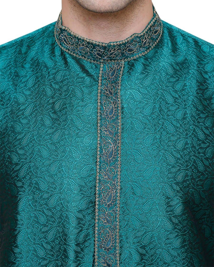 Maple Clothing Men's Kurta Pajama Poly Silk India Wedding Party Wear Apparel Guest Outfit - Image 4