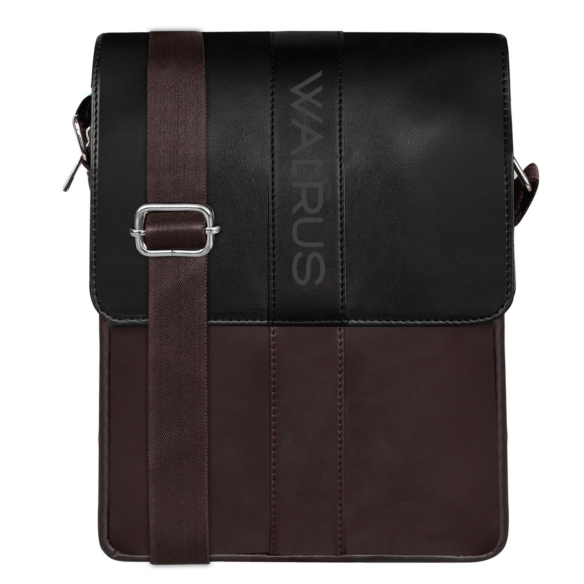 Walrus Berlin Series Black Vegan Leather Unisex Sling Bag - Multiple Compartments, women girls party crossbody sling bag (B0CSP8GDSP) Amazon Price History, Amazon Price Tracker
