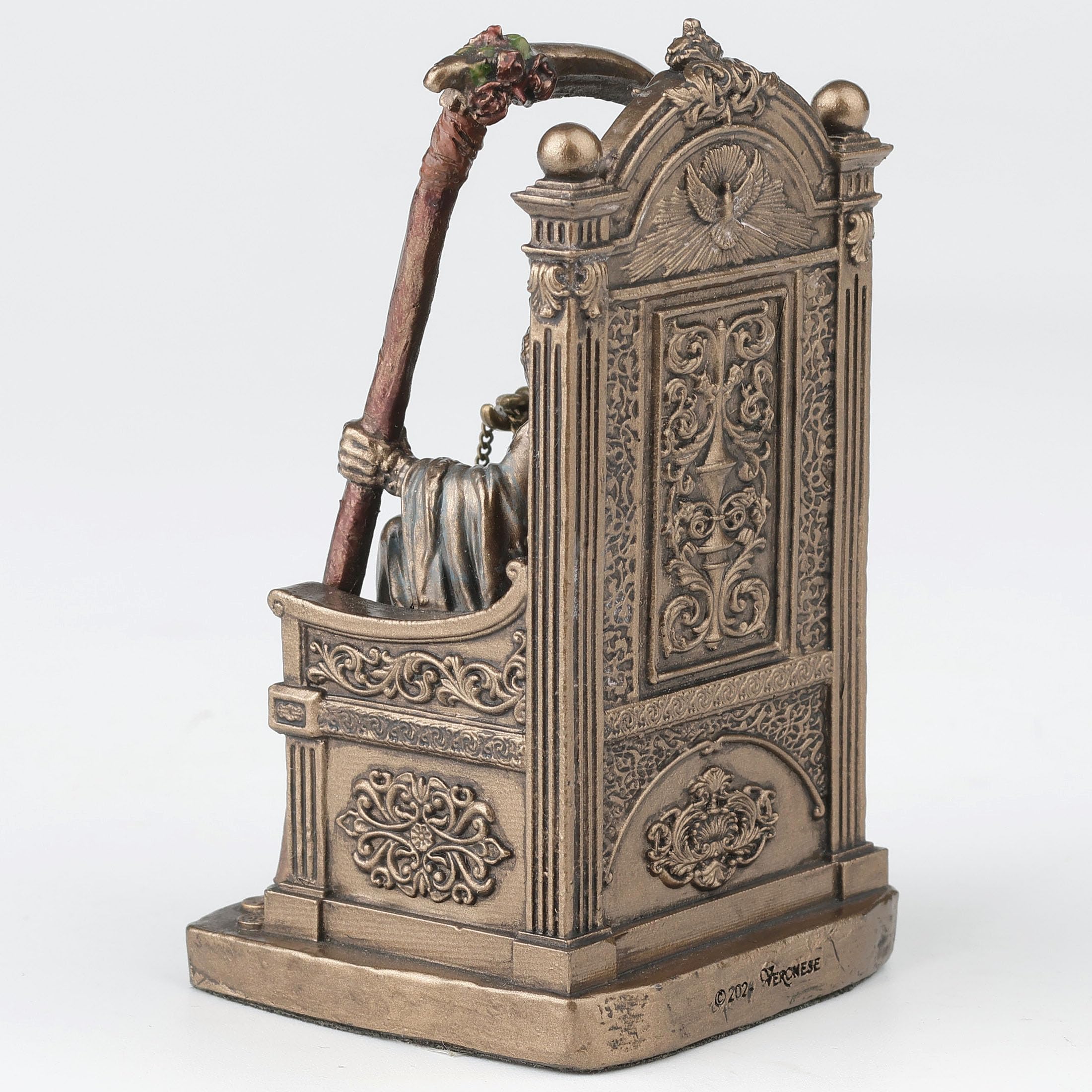 Veronese Design Figurine de collection Père Noël Muerte assis sur le trône tenant une fausse et une échelle en polystone peinte à la main Finition bronze 9,5 cm