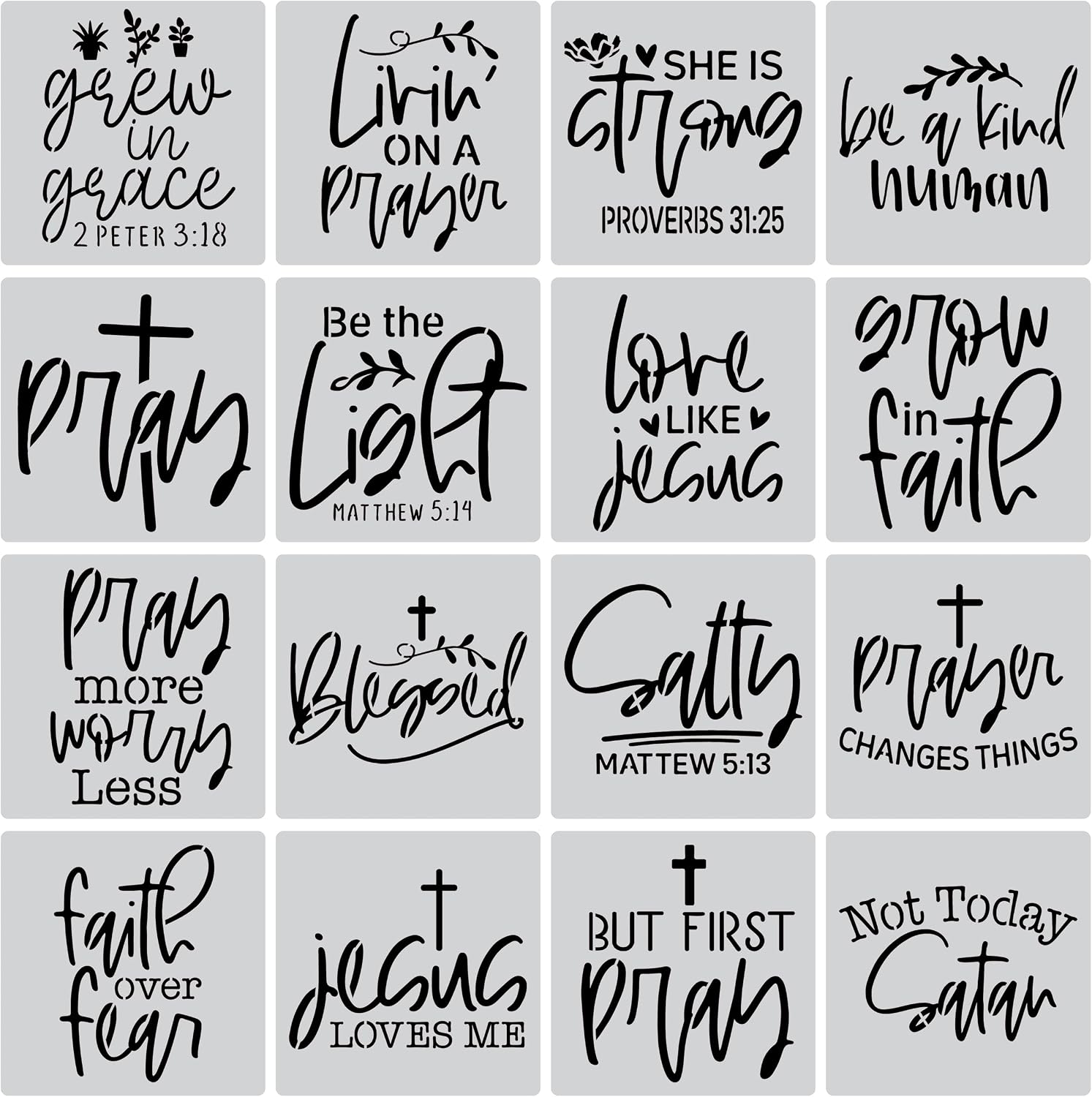 Amazon.com : 16PCS Christian Faith Stencils with Quotes and Bible ...