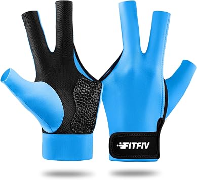 Billiard Pool Glove for Left Hand 3 Finger, Durable Double Stitching, Snooker Cue Sport Glove Adjustable Popular Sizes for Men & Women