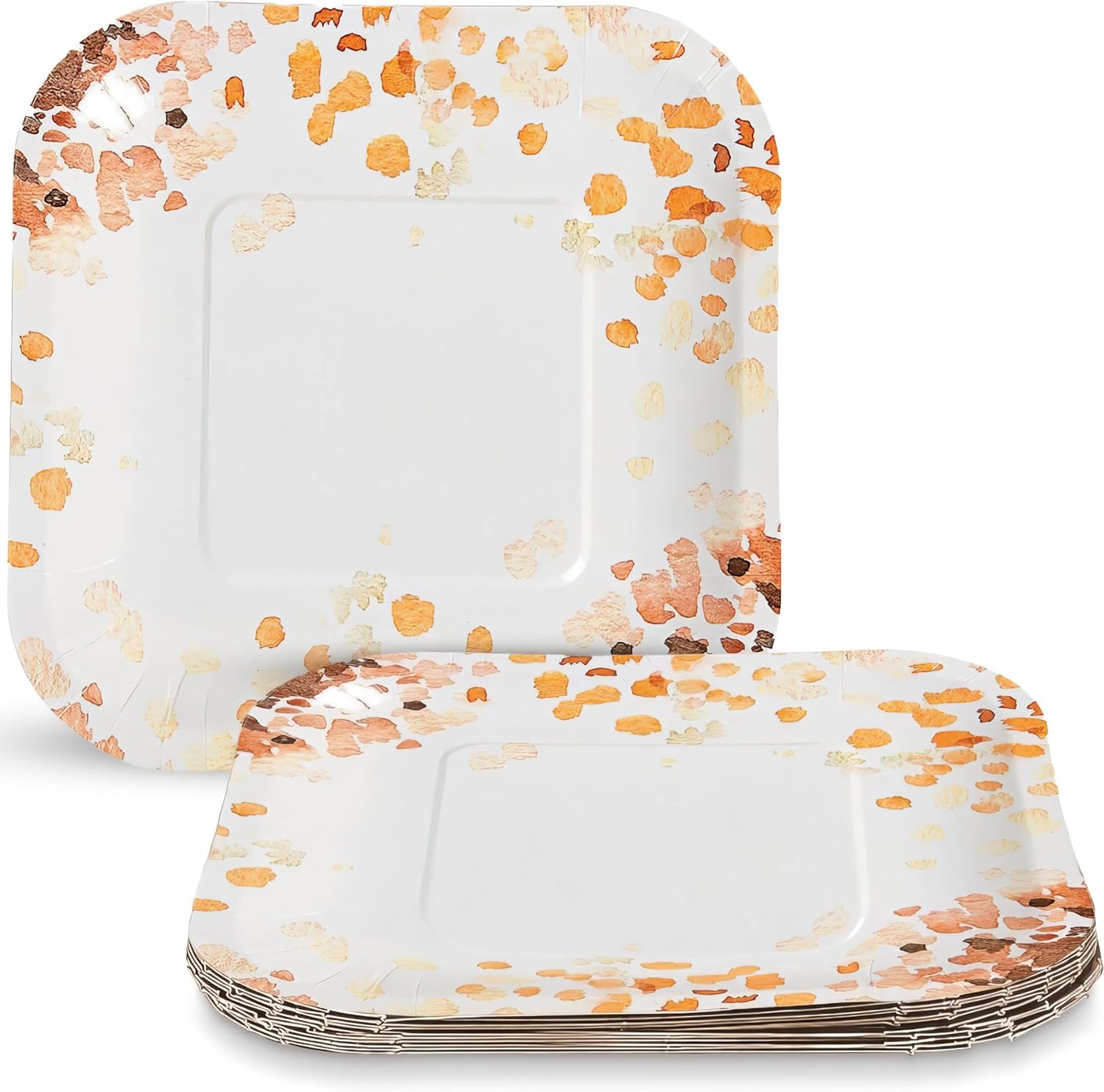 Fun Express Sweet Fall Square Paper Dessert Plates – Fall-Themed Disposable Serving Plates – Thanksgiving & Graduation Party Supplies – 8 Pieces