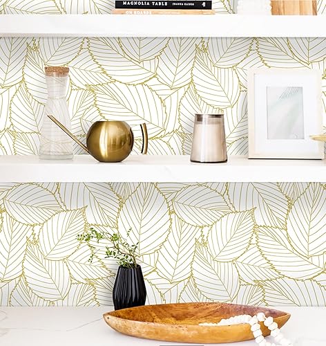 Miniatura 38 de Kitico Papel tapiz autoadhesivo para despegar y pegar, hojas extraíbles, papel de contacto con hojas verdes, papel tapiz autoadhesivo de hojas
