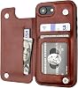 ONETOP Compatible with iPhone 16e Wallet Case with Card Holder, PU Leather Kickstand Card Slots Case, Double Magnetic Clasp and Durable Shockproof Cover 6.1 Inch Brown