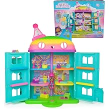DREAMWORKS GABBY'S DOLLHOUSE - 15-teiliges Purrfect Party Puppenhaus Spielset im Regenbogen-Look ber 60cm mit Gabby-Figur M beln und Ger uscheffekten ab 3 Jahren