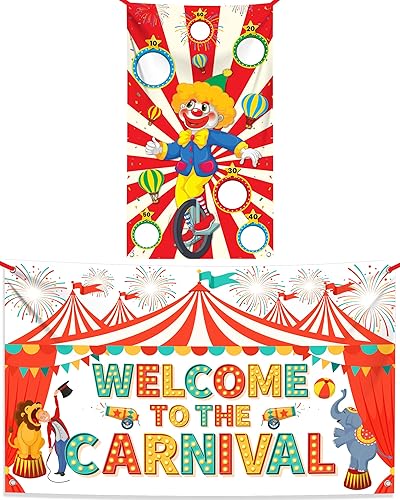 KatchOn, XtraLarge Welcome To The Carnival telón de fondo 72 x 44 pulgadas Cartel grande de juego de lanzamiento de carnaval 54 pulgadas,