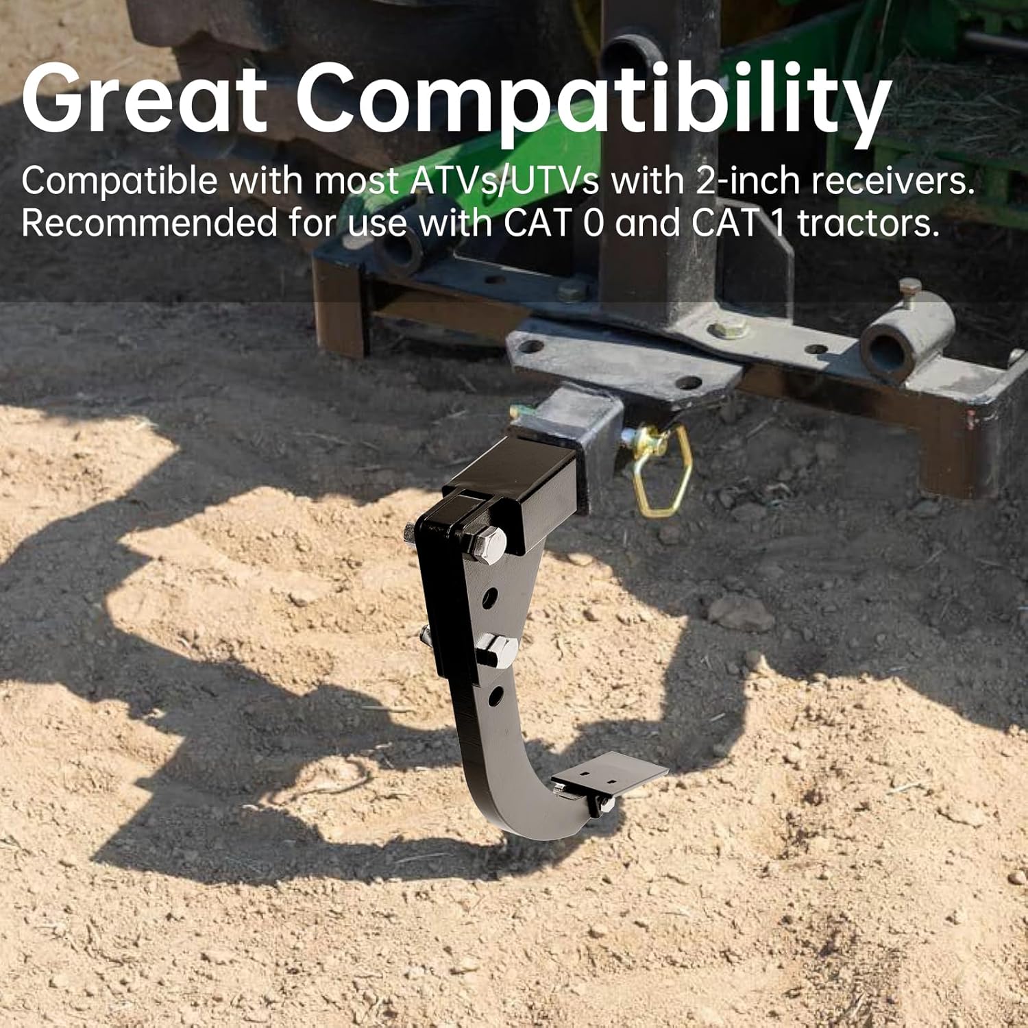 Tomorotec Hitch Mounted Ripper for ATV UTV with 2-Inch Receiver, Adjustable Shank 12.5"-18.5", Anti-Rust Heavy Duty Carbon Steel for Soil Loosening, Farming, Landscaping, Ground Preparation