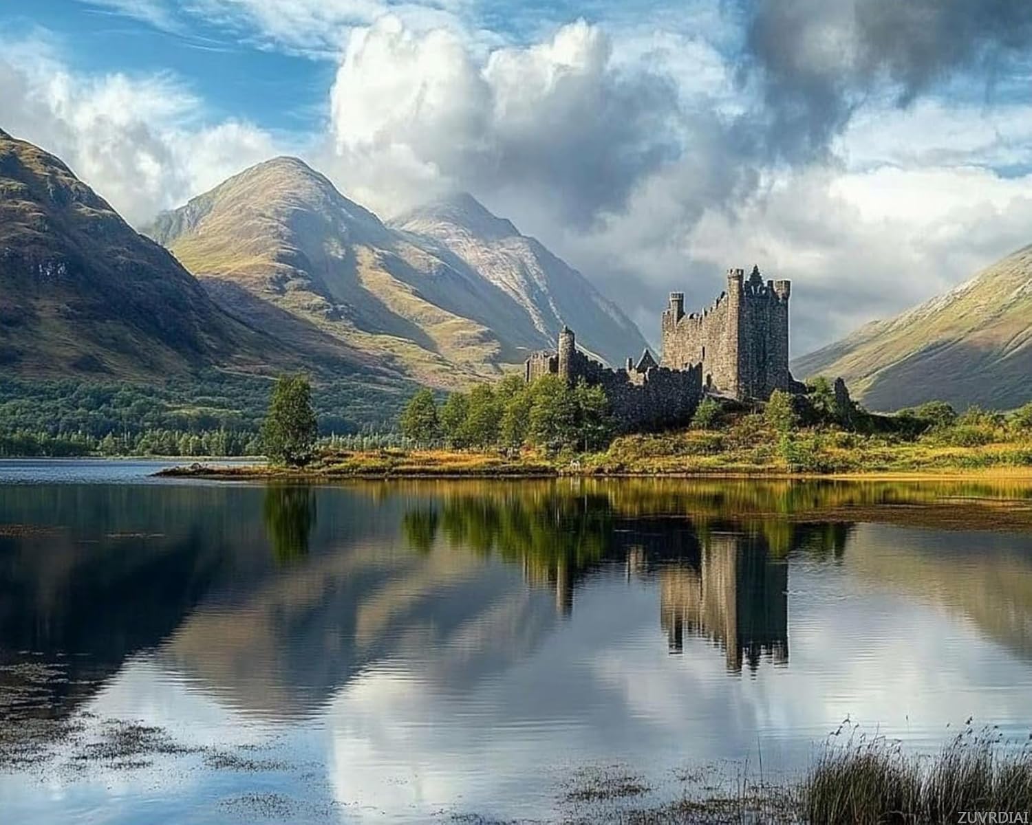 ZUVRDIAI Paint by Numbers Kit for Adults Kilchurn Castle Ruins Loch Awe Scotland 16x20inch DIY Color by Numbers Acrylic Paint Unframed Canvas Painting Kits for Beginner