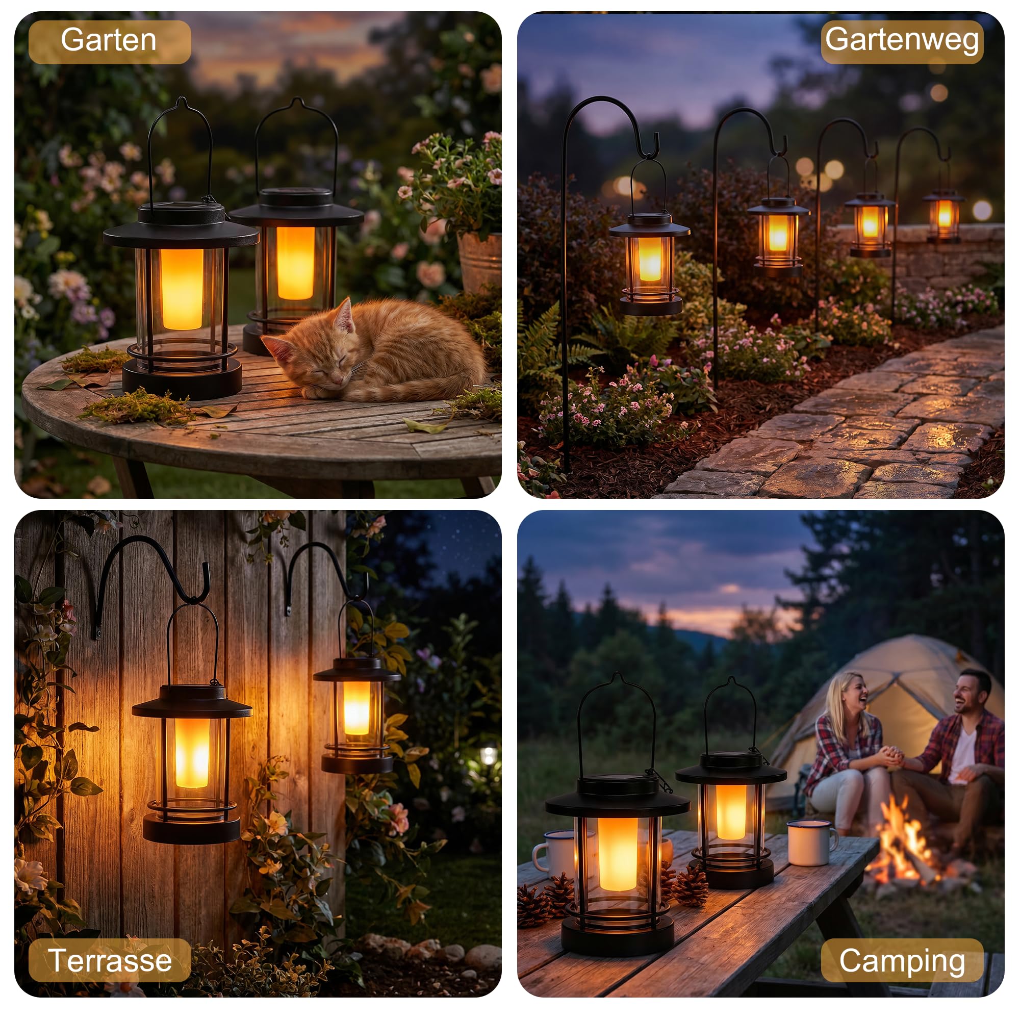 pearlstar Lámparas solares para exterior, juego de 2 unidades colgantes/de
