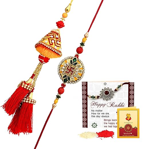 TIED RIBBONS Rakhi for Brother and Bhabhi Rakhi Set for Bhai Bhabhi | Rakhi for Bhaiya Bhabhi with Gift - Lumba Rakhi for Bhabhi | Raksha Bandhan Rakhi Card | Roli Chawal Tika