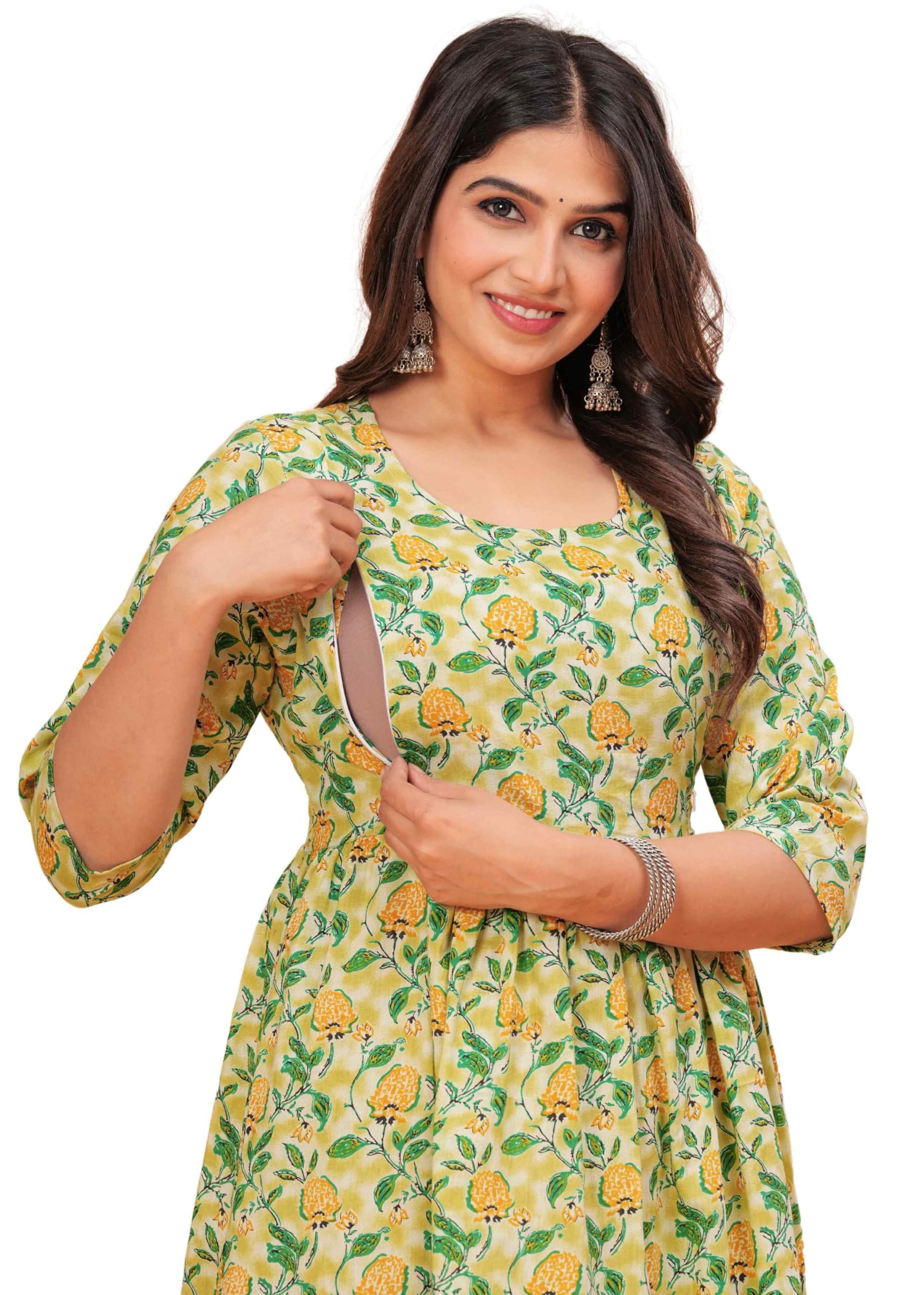 Women's Anarkali Maternity Feeding Kurti/Maternity Gown/Maternity Dress-image-37