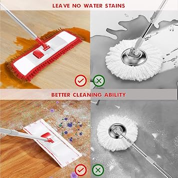 Microfiber Mop for Floor Cleaning, Flat Dust Mop for Home and Kitchen