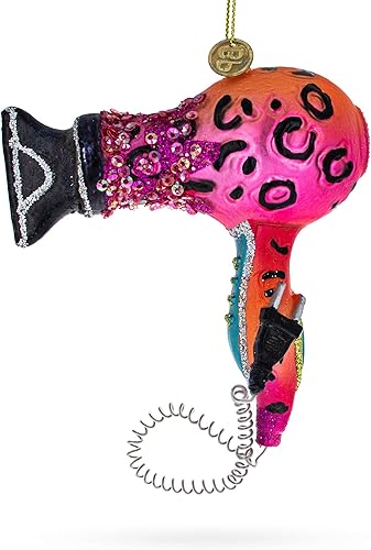 Elegante adorno navideño de vidrio soplado para secador de pelo