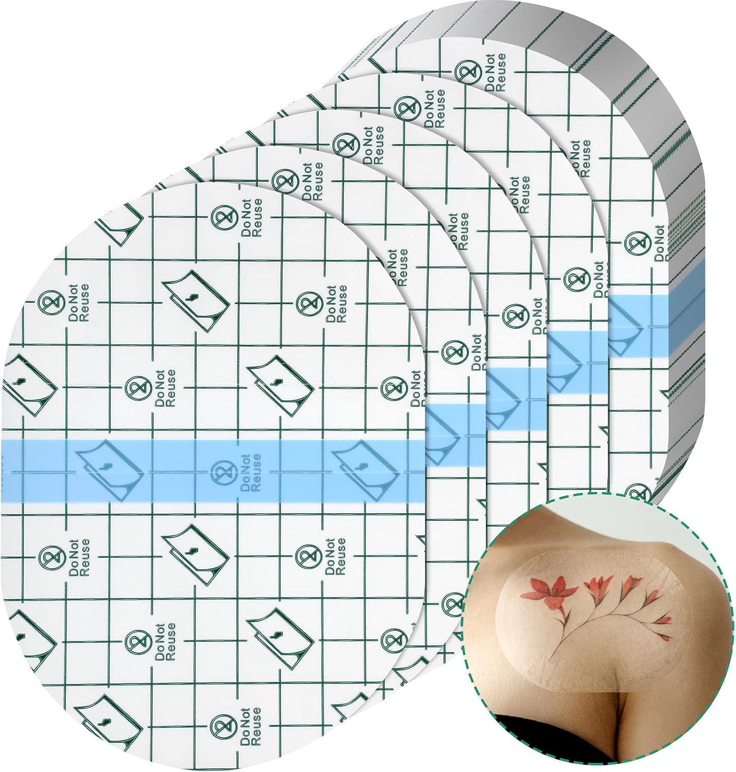 Nuanchu 50 Pcs Transparent Film Dressing Adhesive Bandage Waterproof Wound Clear Adhesive Bandages Post Surgical Tape for Tattoos, Swimming, Second Skin Cover up, Wound Seal(3.9 x 5.4 Inch)