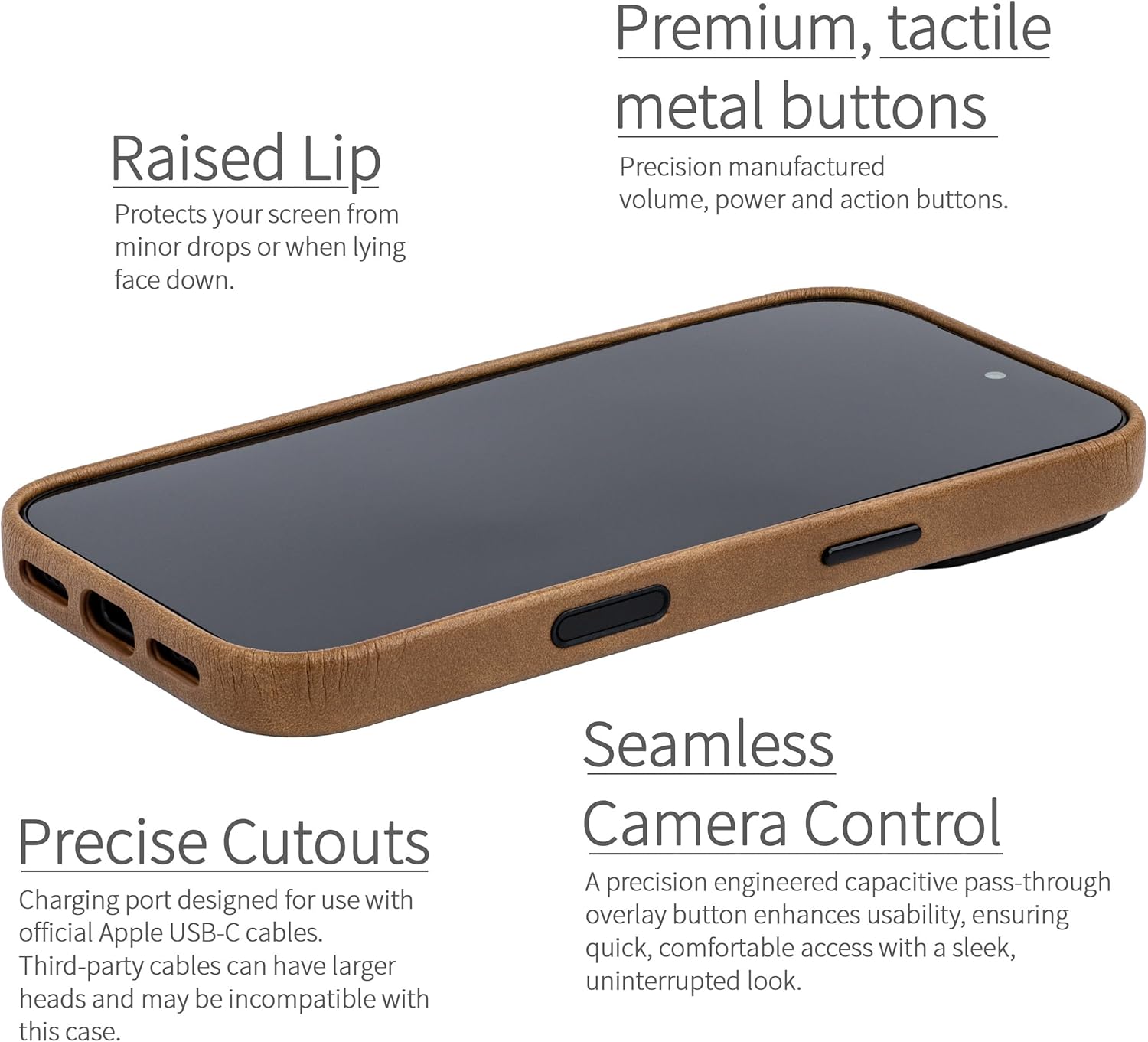 Dockem Faux Leather Case for iPhone 17 Pro Compatible with MagSafe, with Capacitive Camera Control Button (MSVL, Light Brown)