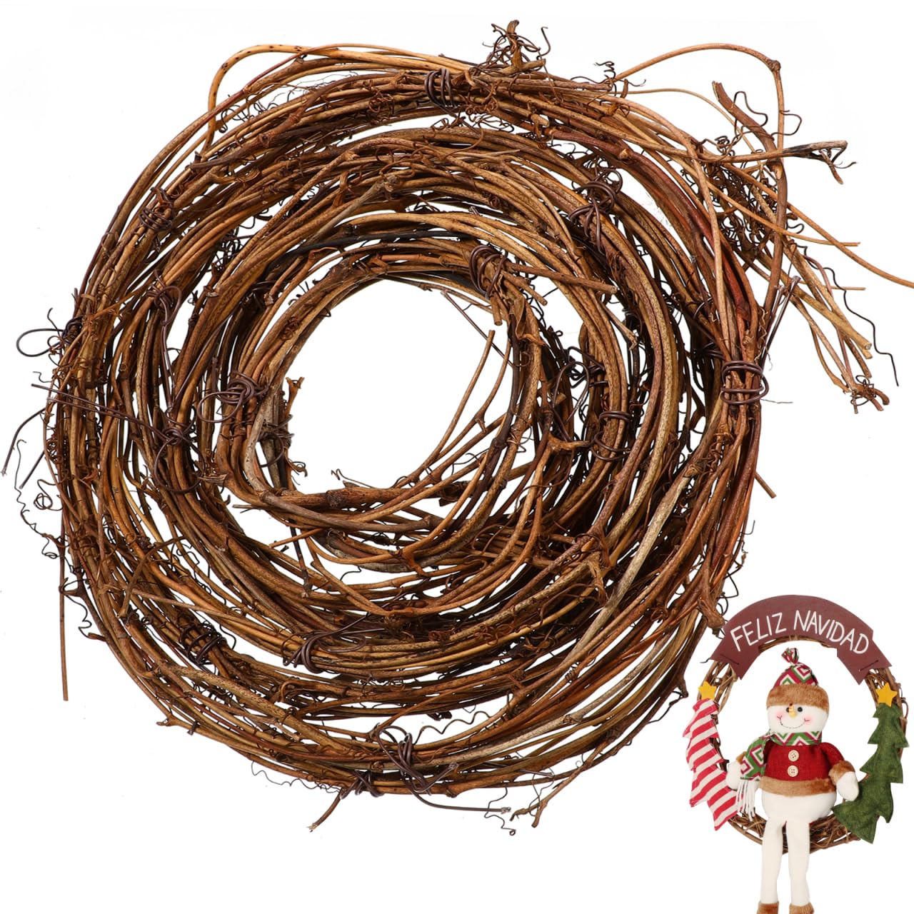 Didiseaon Grapevine Wreath for Crafts: Natural Grapevine Garland Christmas Wreath Base to Decorate Making Supplies 12. 1ft Twig Garland for DIY Hanging Ornaments Xmas Decorations