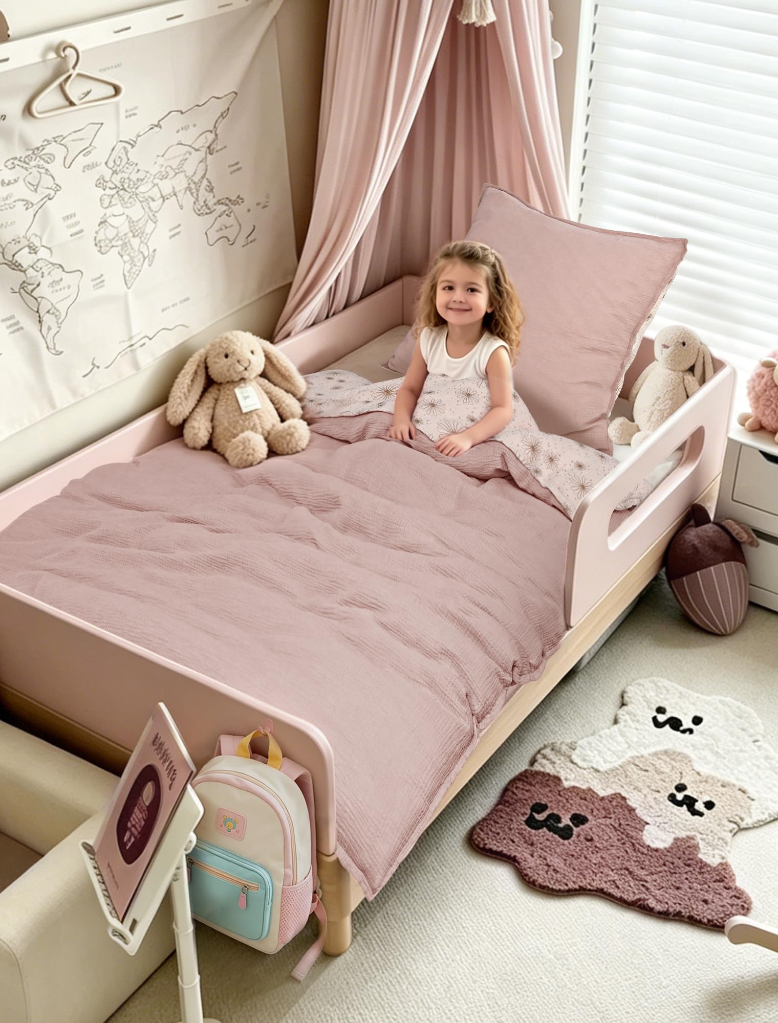 lulumoon Pościel dziecięca 135 x 200: poszwa na kołdrę 135 x 200 + poszewka na poduszkę 80 x 80 cm z bawełny Oeko-Tex Standard – lekka i wygodna pościel dla dzieci