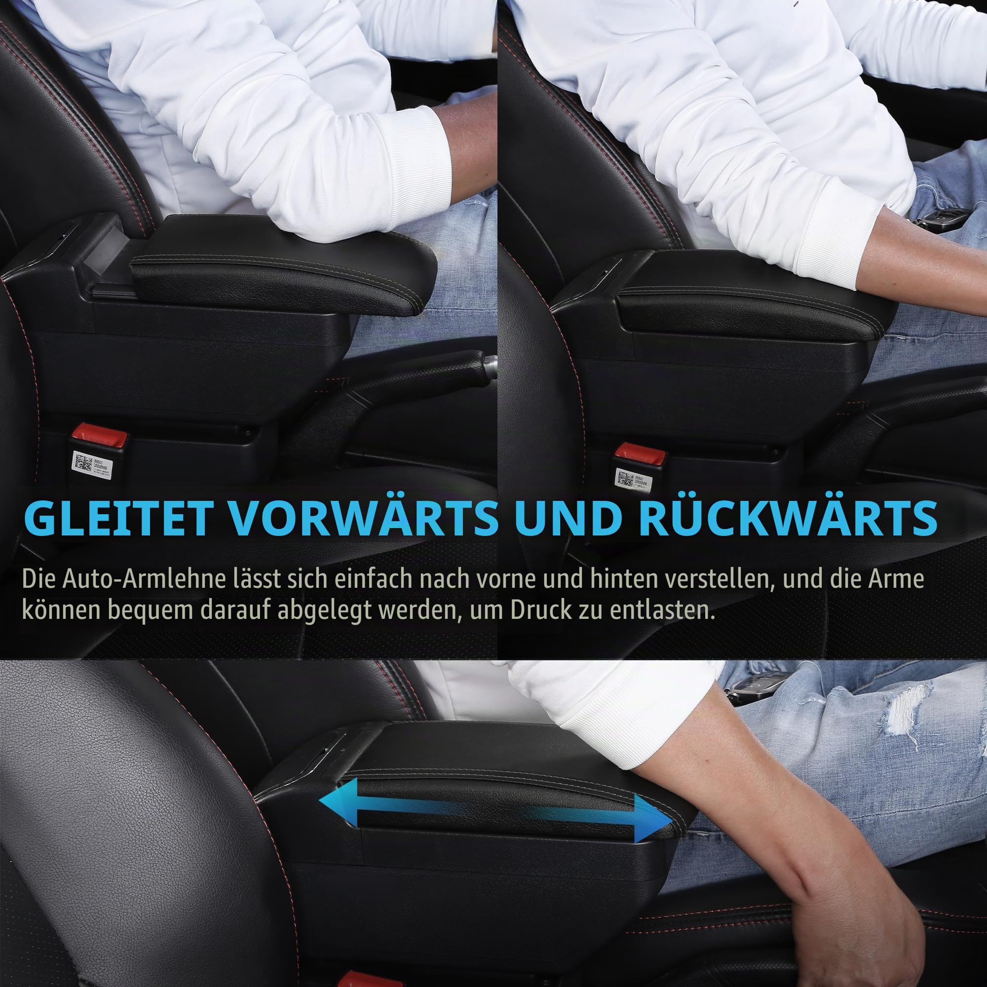 Auto Armlehne für Renault Dacia Duster I 2010-2015 Doppelschicht Mittelkonsole Große Aufbewahrungsbox mit Becherhalter Zubehör Schwarz