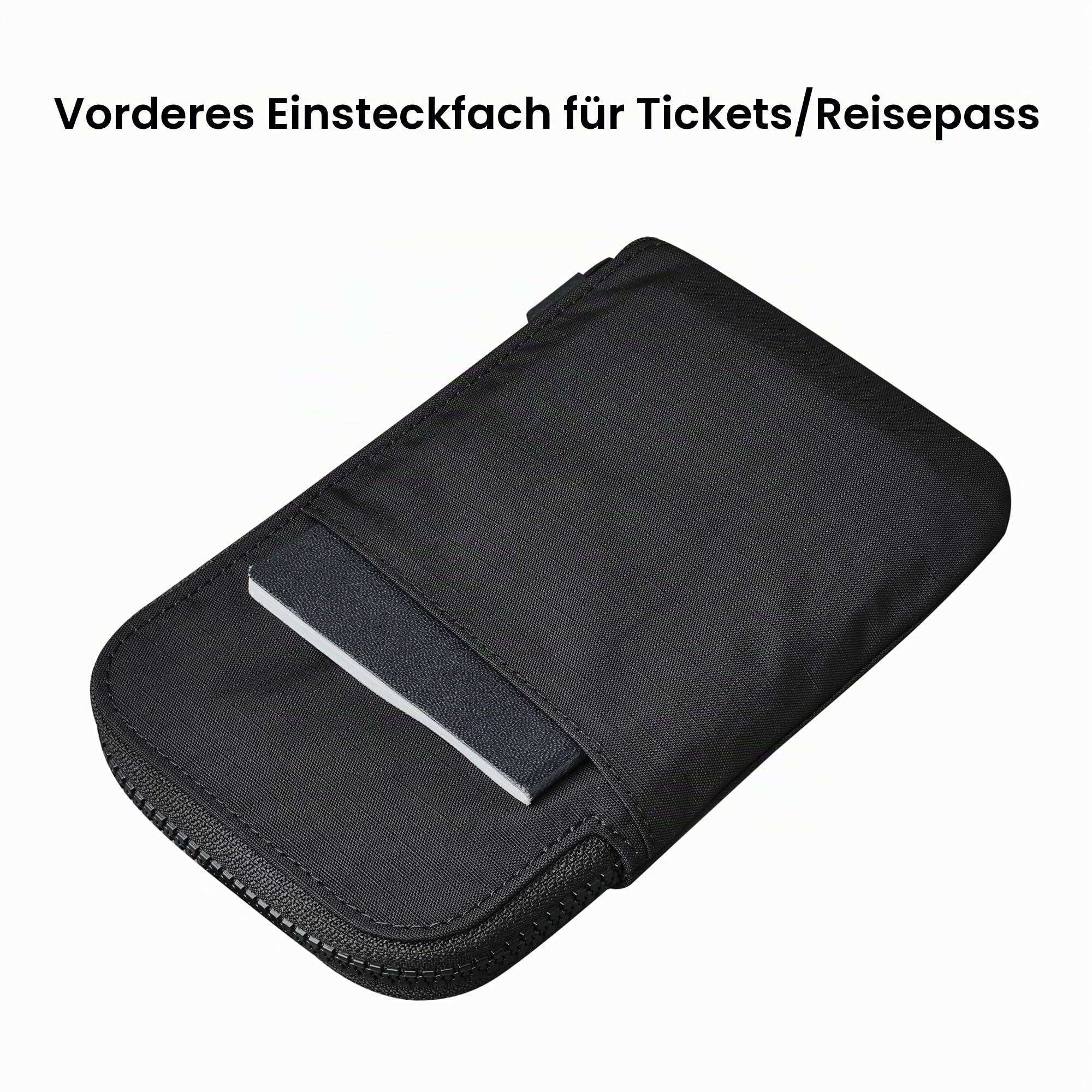 ALPAKA Schwarze Reisebrieftasche mit Reißverschluss – Bewahren Sie Ihr Reisezubehör effizient auf – 3 Innentaschen für Ihren Reisepass und mehr – 2 Kartenfächer – Hergestellt aus recyceltem und