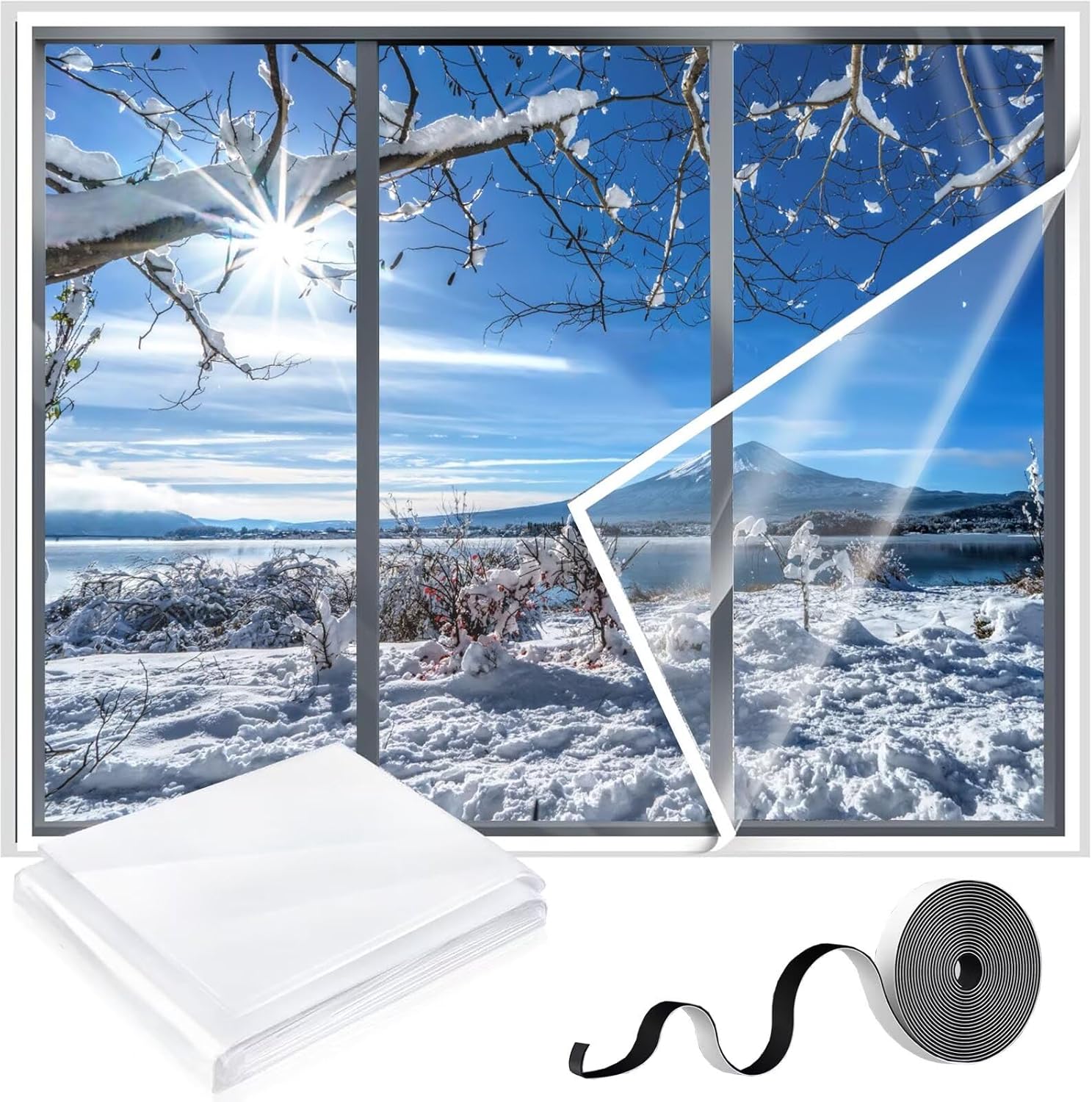 Clear Window Plastic for Winterizing 150x200cm White Clear Window Film for Cold Weather Cold Blocking for Clear Window Film for Weather