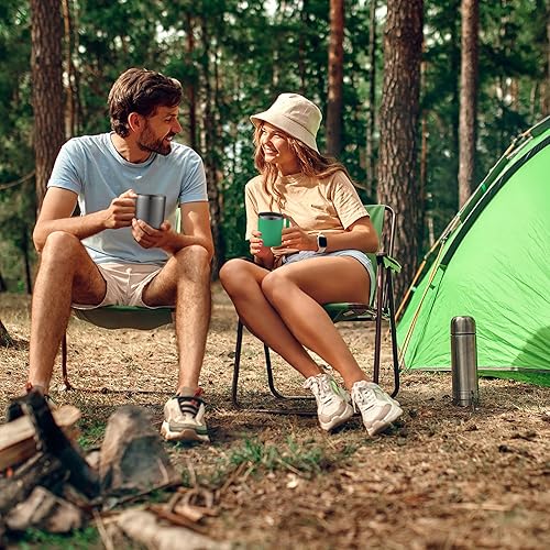Miniatura 4 de Zulay - Taza de café aislada de 12 onzas con tapa, taza de campamento de acero inoxidable con asa, taza aislada al vacío de doble pared Duracoated
