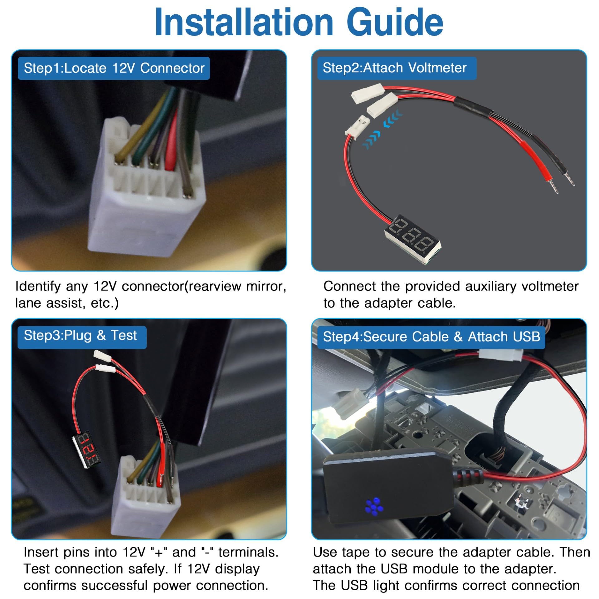 YQMAJIM Dashcam Power Adapter,(Universal) Compatible with All Models,Dual DC Buck Converter 12V to 5V,Dash Cam Hardwire Kit,Built-in Hide USB to GPS Radar Mirror Camera Dashcam Charger Adapter Cable