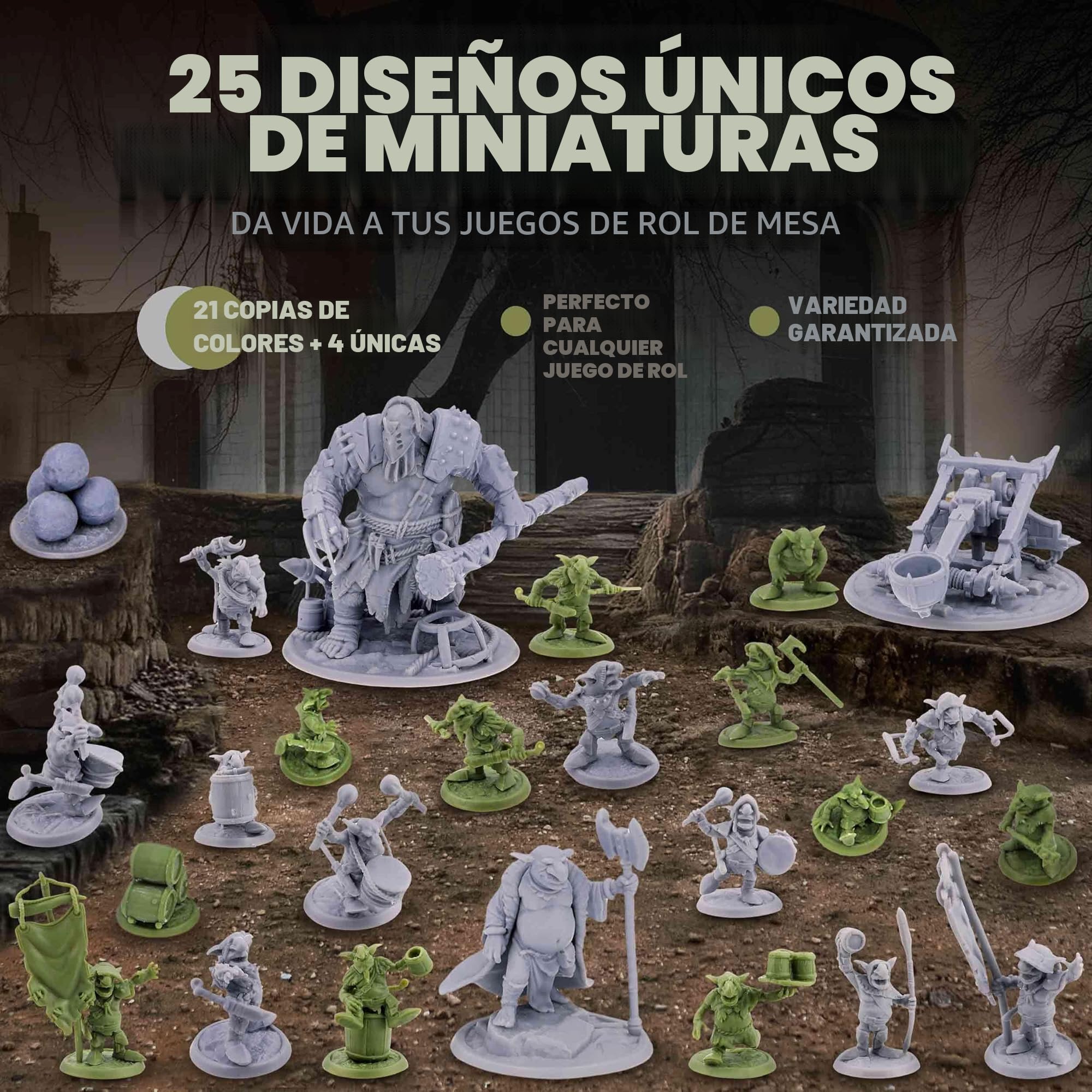 Conjunto de Goblins de Fantasía de Path Gaming – 46 figuras sin pintar de 28 mm para miniaturas de D&D para Dragones y Mazmorras, miniaturas de RPG, figuras masivas de monstruos de D&D de mesa para