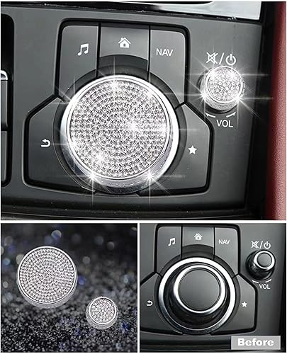 Miniatura 3 de Bling Media Control - Pomo de volumen brillante para Mazda 3 (2017-2018) Mazda 6 (2016-2021) Mazda CX-3 (2019-2021) Mazda CX-5 (2016-2021) Mazda