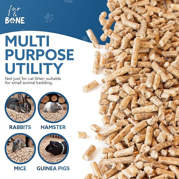 Fur & Bone 1 x 30L Cat Litter - Ultra Absorbent Biodegradable Wooden Pellets, Natural Scent, Odour Control, Soft Bedding for Comfort, Made from Virgin Wood - Unscented - 5