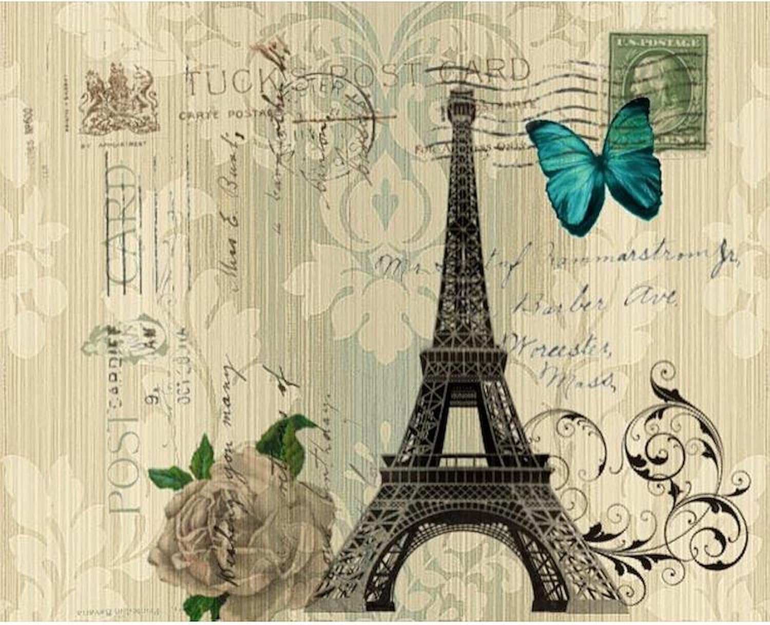 CafePress Paris Eiffel Tower Butterfly Damask Decorative Picture Frame
