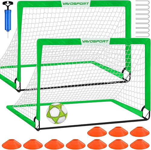 Miniatura 8 de Juego de porterías de fútbol para niños para patio trasero  2 de 4 x 3 pies, equipo de entrenamiento de portería de fútbol portátil, red de fútbol